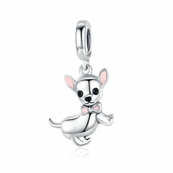 Pandora Jewelry - Silver and Pink Chihuahua Dangle Dog Charm
